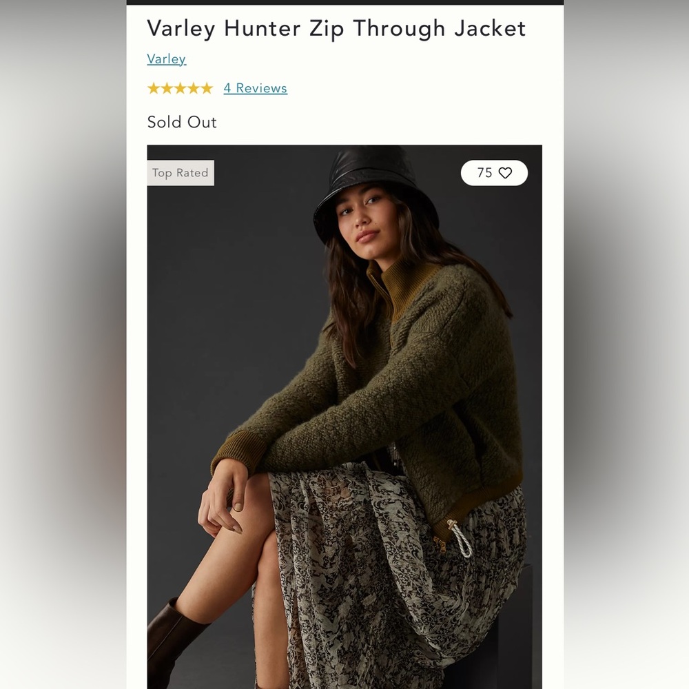 Anthropologie Varley Green Hunter Zip Through Jacket Size Medium - Picture 5 of 14